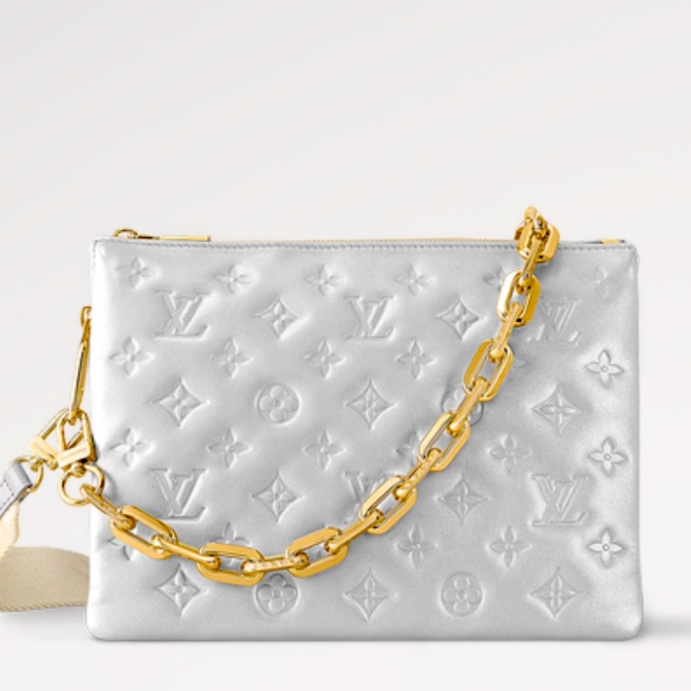 Authentic Louis Vuitton Silver Coussin PM Shoulder Bag